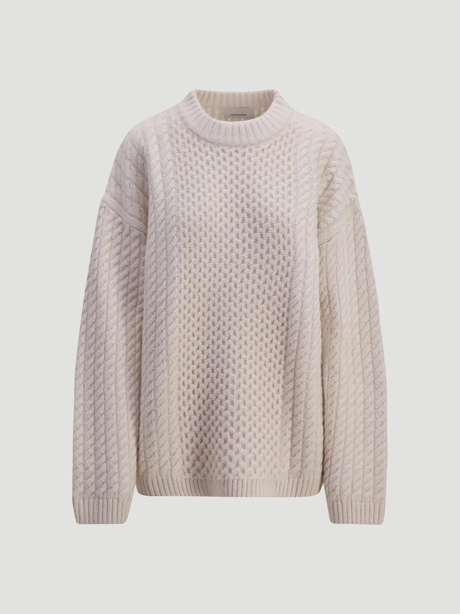 Deja Cable Knit Sweater Ecru- HOLZWEILER